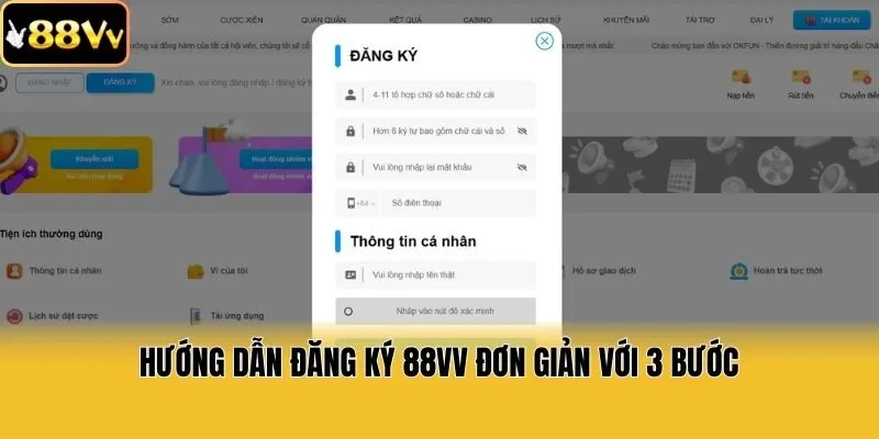 Hướng dẫn đăng ký 88vv đơn giản với 3 bước