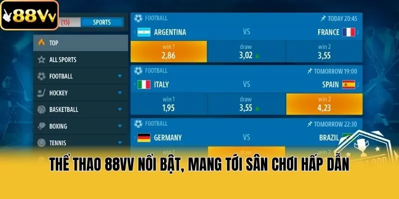 Thể thao 88vv nổi bật, mang tới sân chơi hấp dẫn